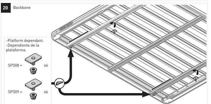 PIONEER NG RHINO-RACK BACKBONE 4 BOLT KIT - T-Bolt Stud Plate Underbar Mount SP308
