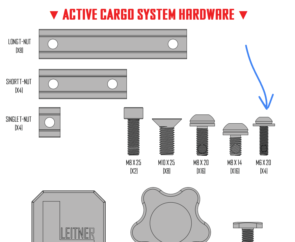 Leitner Designs Hex Black Button Head M6x20mm Bolts 4pcs