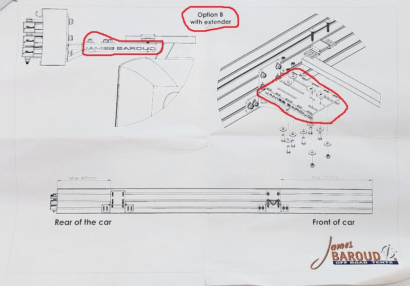 James Baroud FALCON AWNING Extension / Extender Bracket Set - Pair