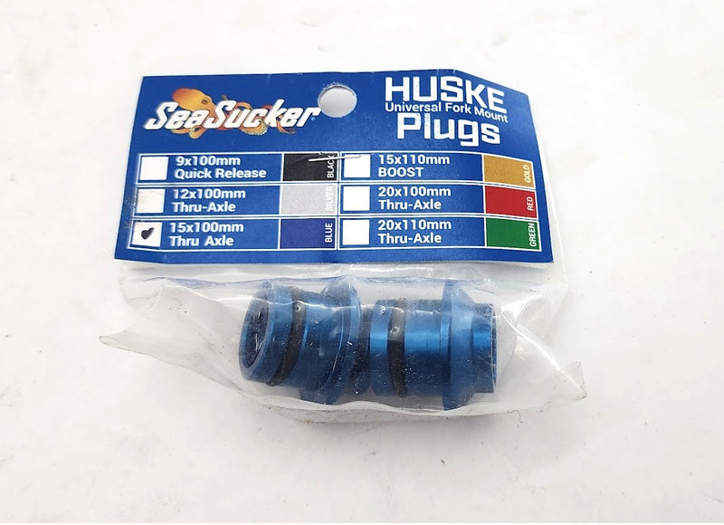 SeaSucker HUSKE 15x100mm Thru-Axle Plugs BA1424-BLUE Anodized Aluminum - Fork Mount
