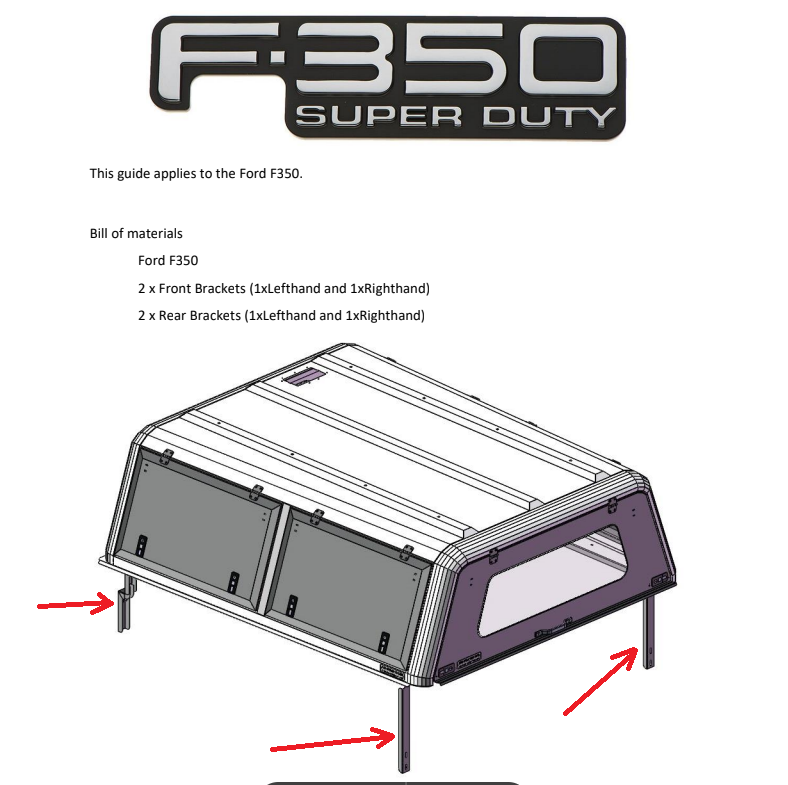 RLD Design Canopy / Cap - Mounting Bracket Set - Ford F350 / F250 Stainless Steel