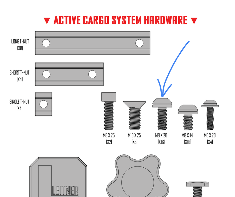 Leitner Designs T-40 Torx Button Head M8 x 20mm Bolts 4pcs
