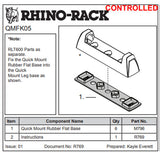 Rhino Rack QUICK MOUNT FIT KIT QMFK05- Rubber No Slip Pads for RLT600 Quick Mount Legs